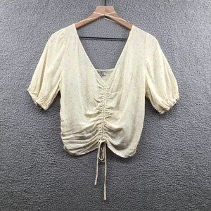 Sophie Rue Floral Ruched Front Crop Top Yellow‎ L